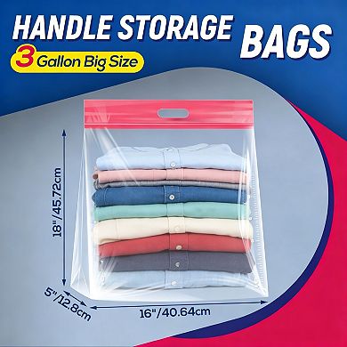 3 Gallon Reusable Storage Bag Double Zipper With Handle BPA Free