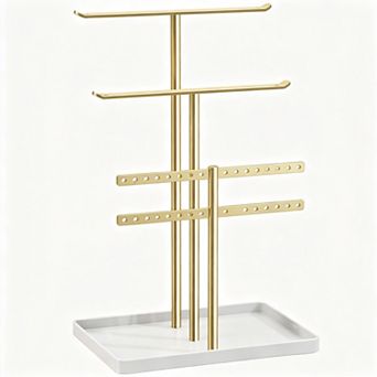Gold Jewelry Tower With Sturdy Hooks Holds 80 pc Great Gift For Women