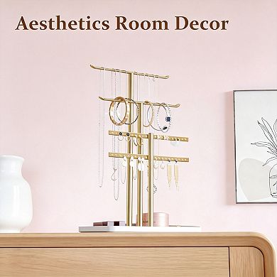 Gold Jewelry Tower With Sturdy Hooks Holds 80 Pieces Great Gift For Women