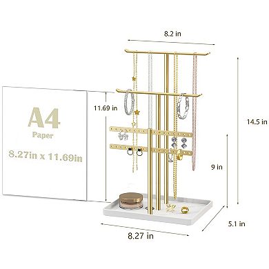 Gold Jewelry Tower With Sturdy Hooks Holds 80 Pieces Great Gift For Women