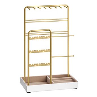 Light Gold Metal Velvet Jewelry Stand For Necklaces Earrings Bracelets Gift