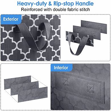 3 Pack 100L Grey Storage Bags Foldable With Window Handle Zipper