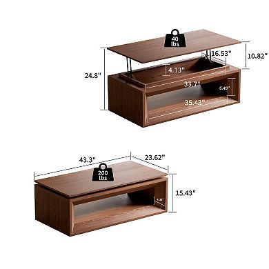 43-in. Modern Lift-Top Coffee Table, Wood Veneer Accent Table