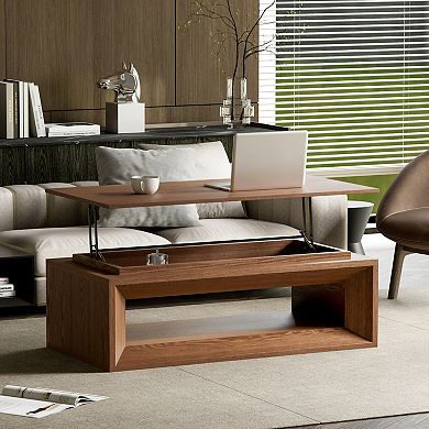 43-in. Modern Lift-Top Coffee Table, Wood Veneer Accent Table