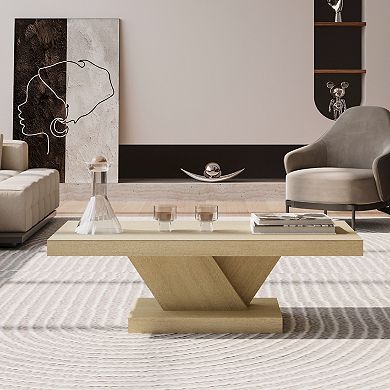 47" Modern X-Leg Coffee Table - Sturdy Wood Veneer Center Table with Storage