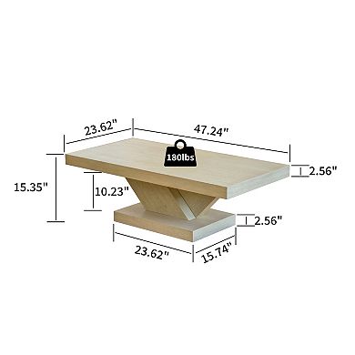 47" Modern X-Leg Coffee Table - Sturdy Wood Veneer Center Table with Storage