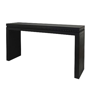 64" Modern Wood Console Table with Decorative Beaded Trim