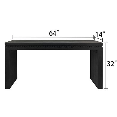 64" Modern Wood Console Table with Decorative Beaded Trim
