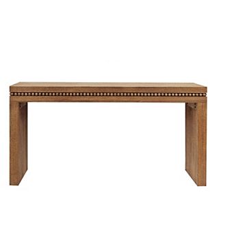 64" Modern Wood Console Table with Decorative Beaded Trim