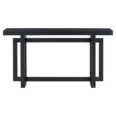 59" Pine Wood Console Table with Unique Triple Rectangle Design & Veneer Finish
