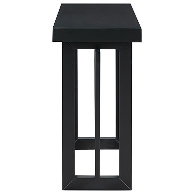 59" Pine Wood Console Table with Unique Triple Rectangle Design & Veneer Finish