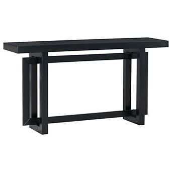 59" Pine Wood Console Table with Unique Triple Rectangle Design & Veneer Finish