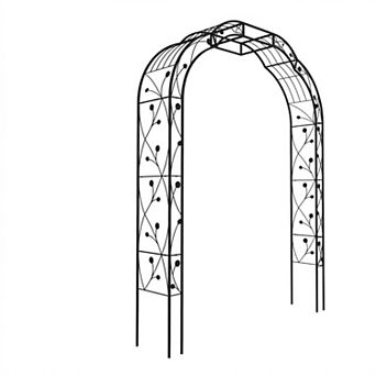 Aoolive Metal Garden Arbor & Trellis, 74.4"W x 98.4"H - Decorative Outdoor Arch for Climbing Vines