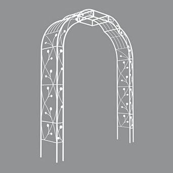 Aoolive Metal Garden Arbor & Trellis, 74.4"W x 98.4"H - Decorative Outdoor Arch for Climbing Vines