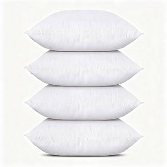 White 18 by 18 inch pillow inserts 4 pack fluffy cushions for indoor and outdoor use