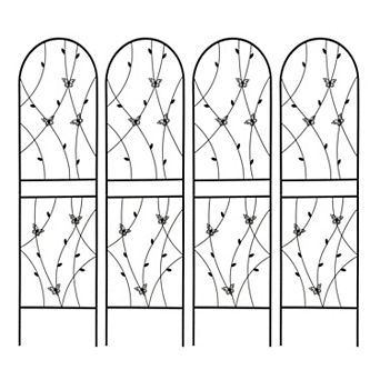 Aoolive 4-Pack Metal Garden Trellis, 71" Decorative Butterfly Plant Support for Climbing Vines