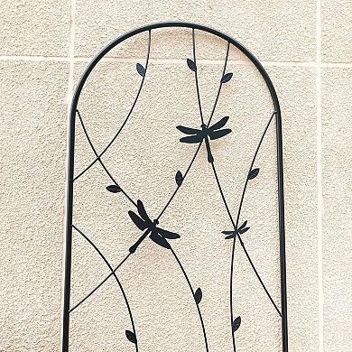 Aoolive 4-Pack 71'' Metal Garden Trellis Set, Rustproof Decorative Dragonfly Plant Support