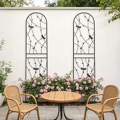 Aoolive 2-Pack Metal Garden Trellises, 86.7" Decorative Rustproof Plant Support for Climbing Vines