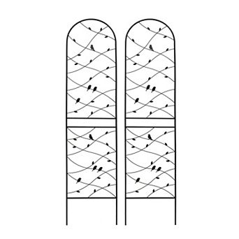 Aoolive 2-Pack Rustproof Metal Garden Trellis Set - 87" Tall Decorative Plant Support w/ Bird Detail