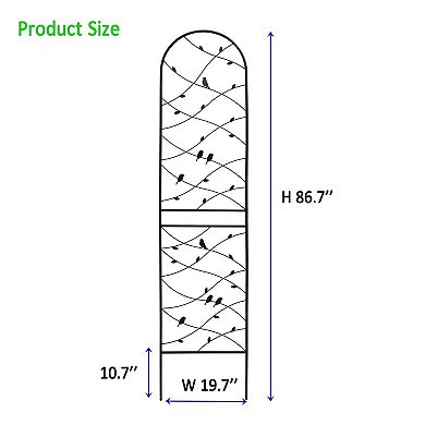 Aoolive 2-Pack Rustproof Metal Garden Trellis Set - 87" Tall Decorative Plant Support w/ Bird Detail