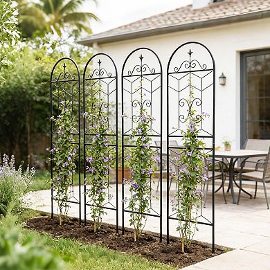 Aoolive 4 Pack Metal Garden Trellis, 71" x 19.7" Rustproof Trellis for Climbing Vines