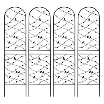 Aoolive 4 Pack Metal Garden Trellis 86.7" x 19.7", Rustproof Bird Deco Trellis for Climbing Plants