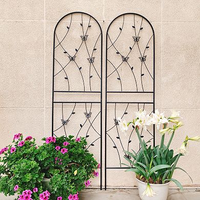 Aoolive 2-Pack Rustproof Metal Garden Trellis, 71" Butterfly Decorative Plant Support for Vines