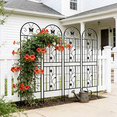 Aoolive 4-Pk. 71-in. Rustproof Metal Garden Trellis Set for Climbing Plants, Roses & Vegetables