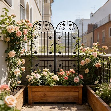 Aoolive 2-Pack Rustproof Metal Garden Trellis Set, 71" x 19.7" Decorative Climbing Plant Support