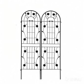 Aoolive 2-Pack Rustproof Metal Garden Trellis Set, 71" x 19.7" Decorative Climbing Plant Support