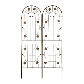 Aoolive 2-Pack Rustproof Metal Garden Trellis Set, 71" x 19.7" Decorative Climbing Plant Support