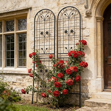 Aoolive 2-Pack Rustproof Metal Garden Trellis, 87" Decorative Climbing Plant Support for Outdoors