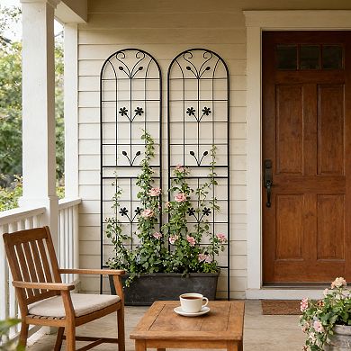 Aoolive 2-Pack Rustproof Metal Garden Trellis, 87" Decorative Climbing Plant Support for Outdoors