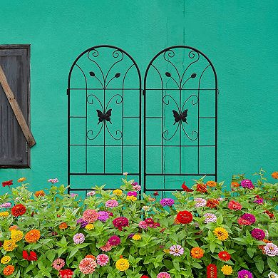 Aoolive 4-Pack Rustproof Metal Garden Trellis Set, 71" x 20" Floral Support for Climbing Vines