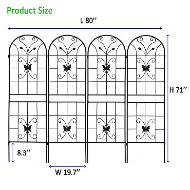 Aoolive 4-Pack Rustproof Metal Garden Trellis Set, 71" x 20" Floral Support for Climbing Vines
