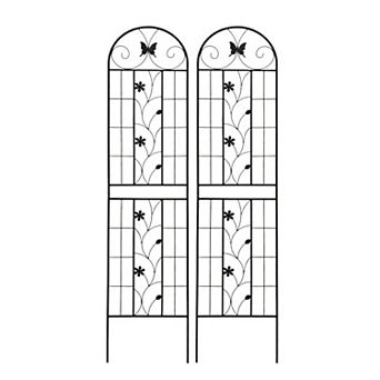 Aoolive 2-Pack Rustproof Metal Garden Trellis, 87" Decorative Vertical Plant Support for Outdoors