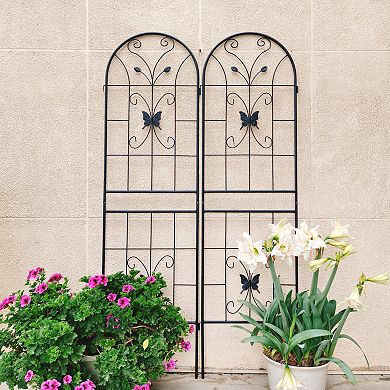 Aoolive 2-Pack Rustproof Metal Garden Trellis, 71" x 20" Sturdy Iron Support for Climbing Flowers