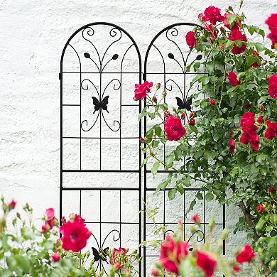 Aoolive 2-Pack Rustproof Metal Garden Trellis, 71" x 20" Sturdy Iron Support for Climbing Flowers