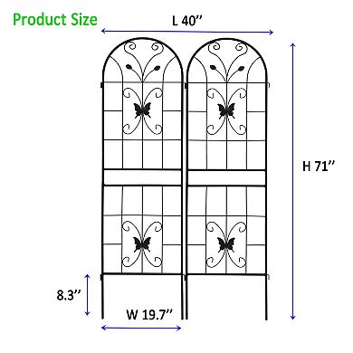 Aoolive 2-Pack Rustproof Metal Garden Trellis, 71" x 20" Sturdy Iron Support for Climbing Flowers