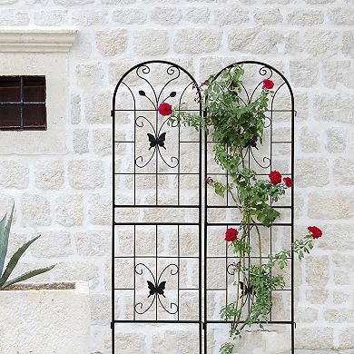 Aoolive 2-Pack Rustproof Metal Garden Trellis, 71" x 20" Sturdy Iron Support for Climbing Flowers