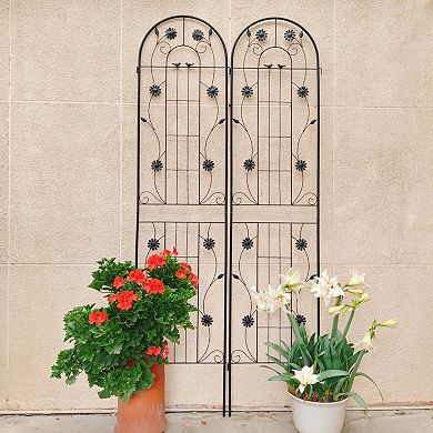 Aoolive 2-Pack Rustproof Metal Garden Trellis, 86.7" Decorative Plant Support for Climbing Vines