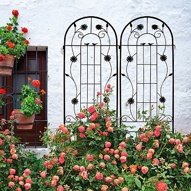 Aoolive 2-Pack Rustproof Metal Garden Trellis, 86.7" Decorative Plant Support for Climbing Vines