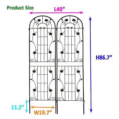 Aoolive 2-Pack Rustproof Metal Garden Trellis, 86.7" Decorative Plant Support for Climbing Vines