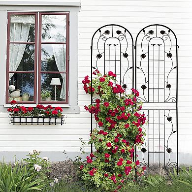 Aoolive 2-Pack Rustproof Metal Garden Trellis, 86.7" Decorative Plant Support for Climbing Vines