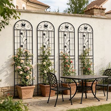 Aoolive 4-Pack Rustproof Metal Garden Trellis, 87" Tall Climbing Plant Support for Roses, Vines