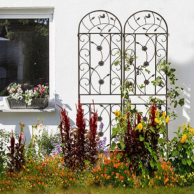 Aoolive 2-Pack Rustproof Metal Garden Trellises - 86.7" x 19.7" Outdoor Support for Climbing Plants