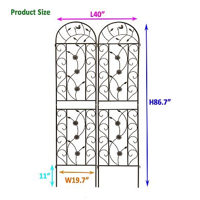 Aoolive 2-Pack Rustproof Metal Garden Trellises - 86.7" x 19.7" Outdoor Support for Climbing Plants