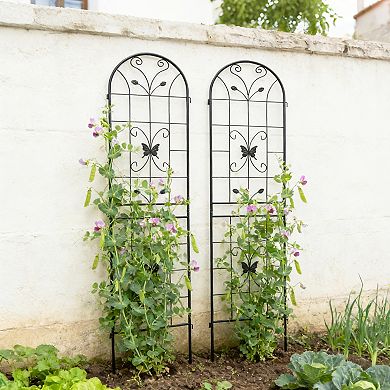 Aoolive 2-Pack Rustproof Metal Garden Trellis, 87" Tall Decorative Climbing Plant Support for Vines