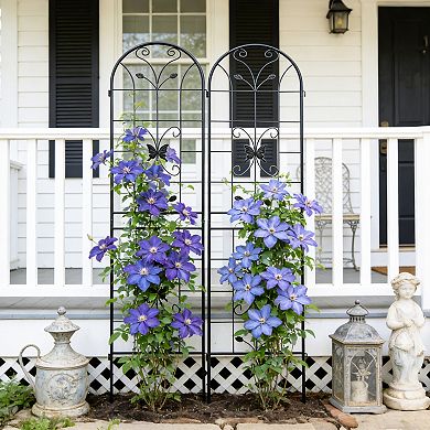 Aoolive 2-Pack Rustproof Metal Garden Trellis, 87" Tall Decorative Climbing Plant Support for Vines