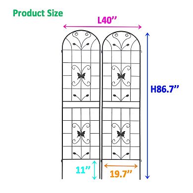 Aoolive 2-Pack Rustproof Metal Garden Trellis, 87" Tall Decorative Climbing Plant Support for Vines